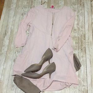Vince Camuto pale pink zipper tunic blouse small